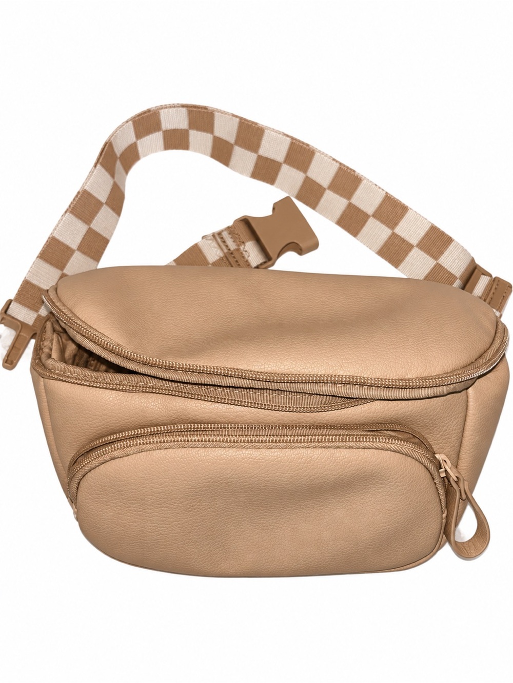 cloud island Tan Crossbody Waist Bag with Check Strap